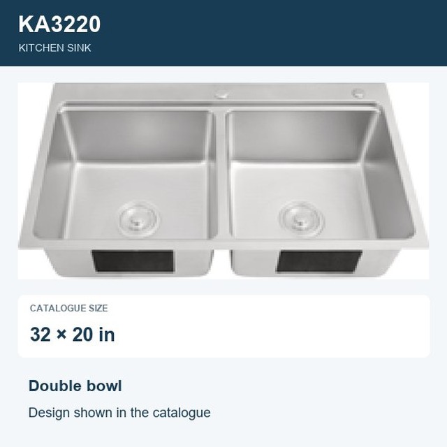 JOMOLA Double Bowl Punching Stainless Steel Sink 32 x 20 in Kitchen Sink