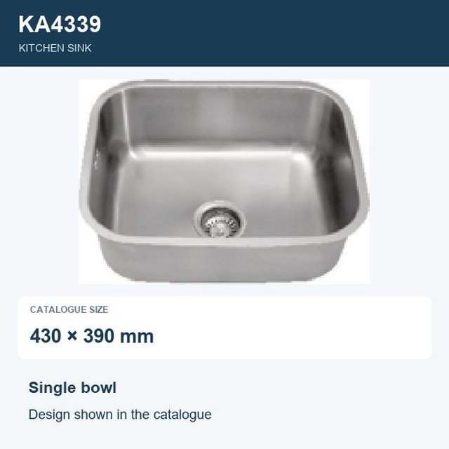 JOMOLA Single Bowl Punching Stainless Steel Sink 430x390mm | Kitchen Sink