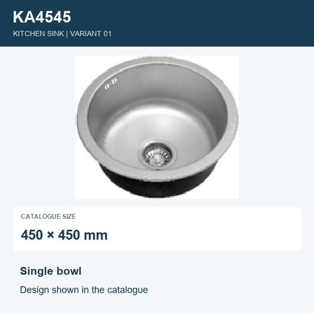 JOMOLA Punching Stainless Steel Sink Single Bowl 450x450mm | Kitchen Sink