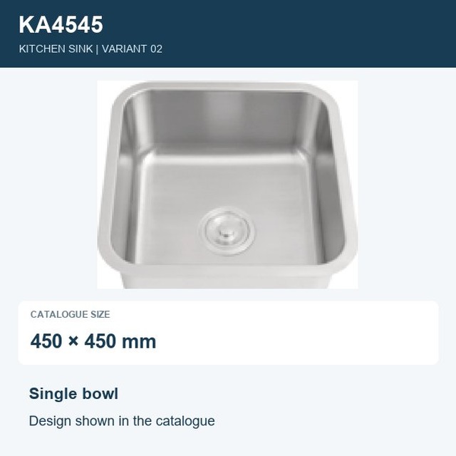 JOMOLA Punching Stainless Steel Sink Single Bowl 450x450mm | Kitchen Sink