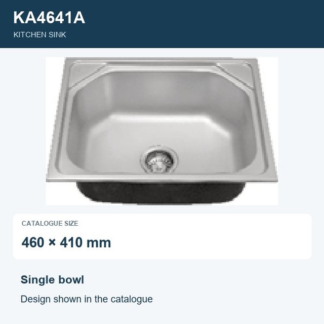 JOMOLA Punching Stainless Steel Sink Single Bowl 460x410mm | Kitchen Sink