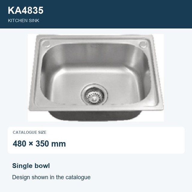 JOMOLA Punching Stainless Steel Sink Single Bowl 480x350mm | Kitchen Sink