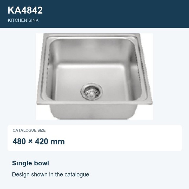 JOMOLA Punching Stainless Steel Sink Single Bowl 480x420mm | Kitchen Sink