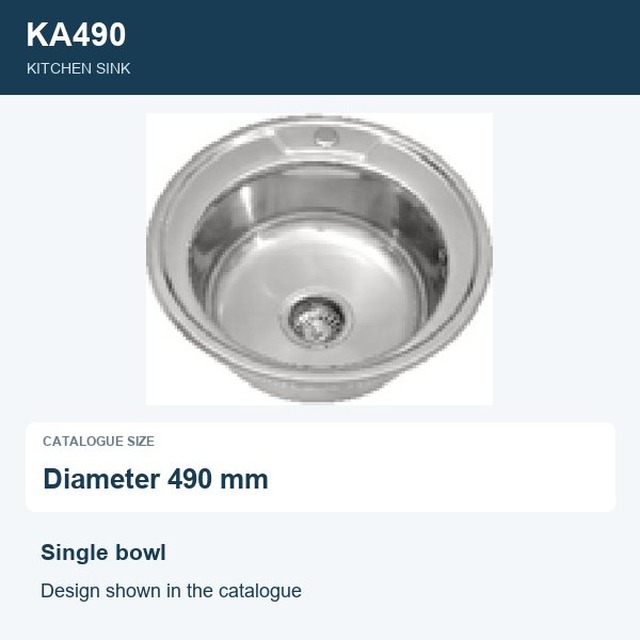 JOMOLA Punching Stainless Steel Sink Single Bowl Diameter 490mm | Kitchen Sink