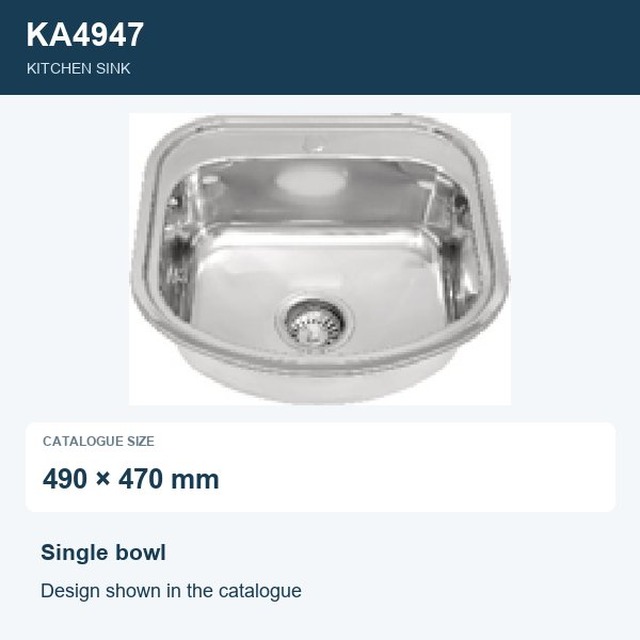 JOMOLA Punching Stainless Steel Sink Single Bowl 490 × 470 mm Kitchen Sink