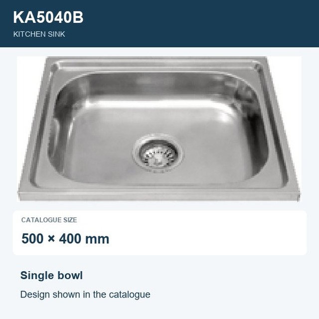JOMOLA Punching Stainless Steel Sink Single Bowl 500x400mm | Kitchen Sink