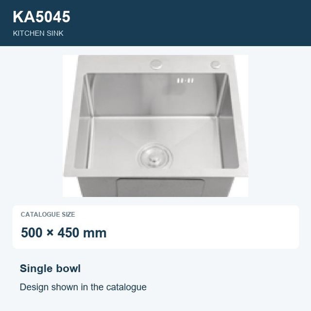 JOMOLA Punching Stainless Steel Sink Single Bowl 500x450mm Kitchen Sink