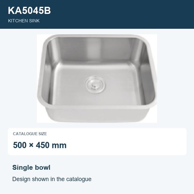 JOMOLA Punching Stainless Steel Sink Single Bowl 500x450mm | Kitchen Sink