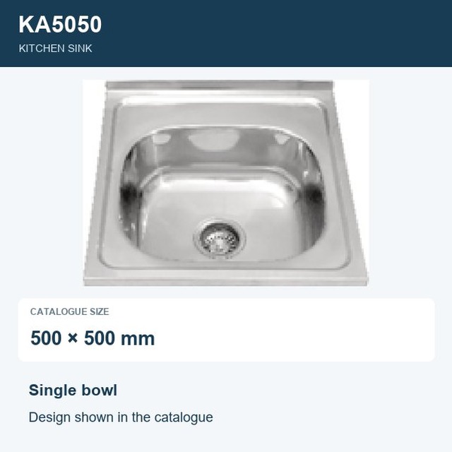 JOMOLA Punching Stainless Steel Sink Single Bowl 500x500mm | Kitchen Sink