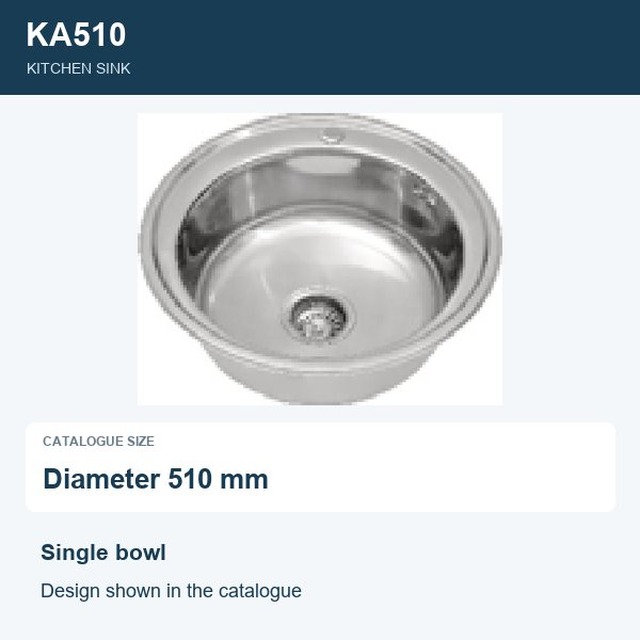 JOMOLA Punching Stainless Steel Sink Single Bowl Diameter 510mm | Kitchen Sink