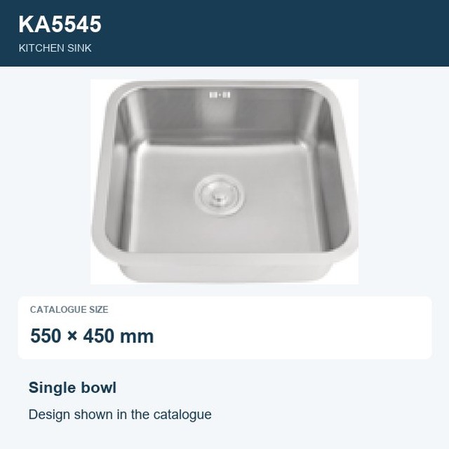 JOMOLA Punching Stainless Steel Sink Single Bowl 550x450mm | Kitchen Sink