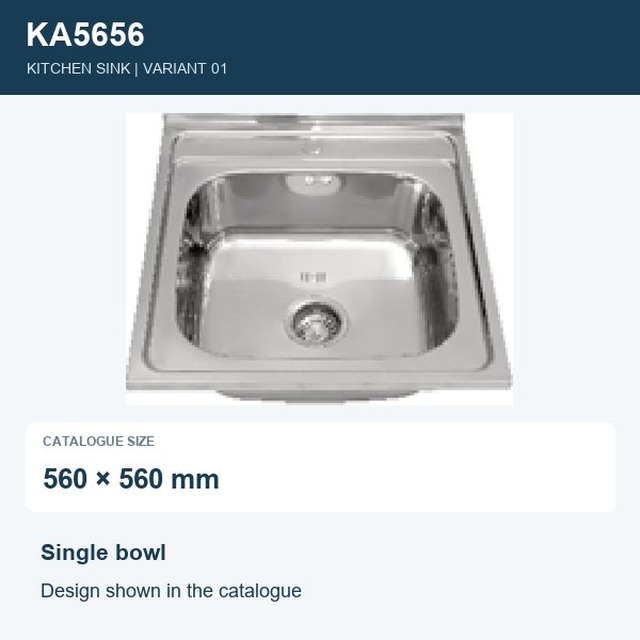 JOMOLA Punching Stainless Steel Sink Single Bowl 560x560mm | Kitchen Sink