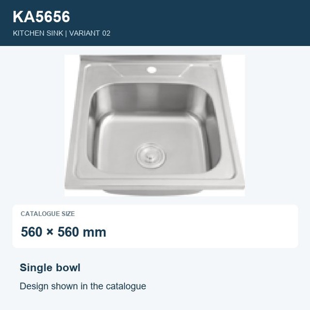 JOMOLA Punching Stainless Steel Sink Single Bowl 560x560mm | Kitchen Sink