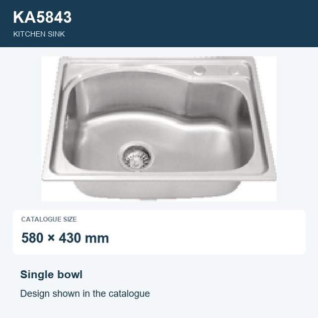 JOMOLA Punching Stainless Steel Sink Single Bowl 580x430mm | Kitchen Sink