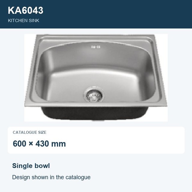JOMOLA Punching Stainless Steel Sink Single Bowl 600x430mm Kitchen Sink