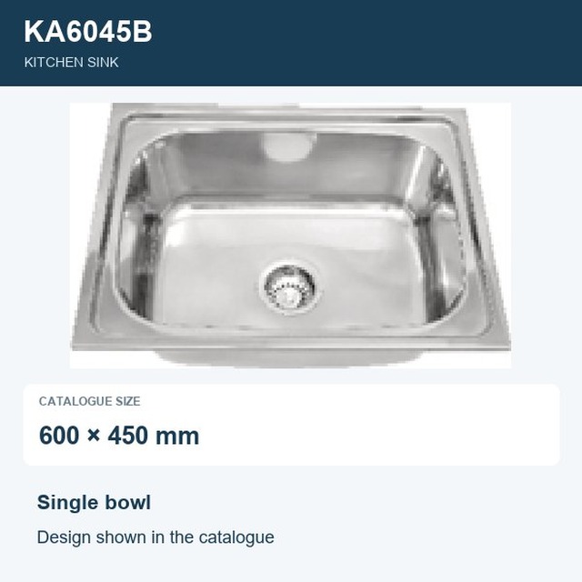 JOMOLA Punching Stainless Steel Sink Single Bowl 600x450mm | Kitchen Sink