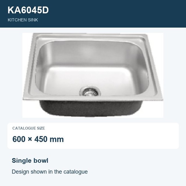 JOMOLA Punching Stainless Steel Sink Single Bowl 600x450mm | Kitchen Sink