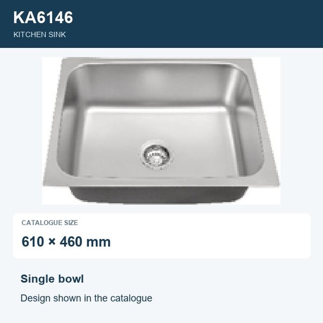 JOMOLA Punching Stainless Steel Sink Single Bowl 610x460mm | Kitchen Sink