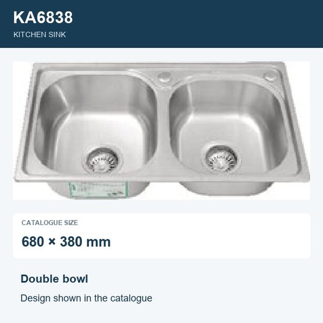 JOMOLA Double Bowl Punching Stainless Steel Sink 680x380mm | Kitchen Sink