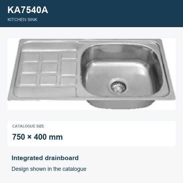 JOMOLA Punching Stainless Steel Sink 750x400mm Integrated Drainboard