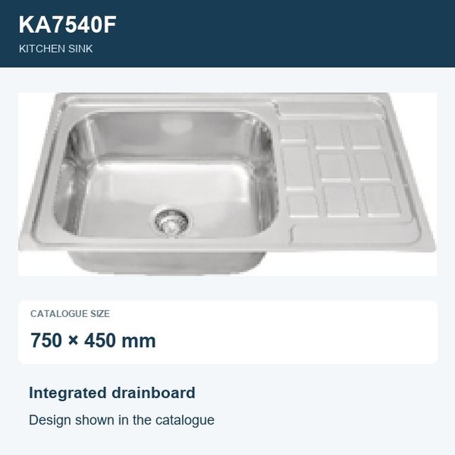 JOMOLA Punching Stainless Steel Sink 750x450mm Integrated Drainboard