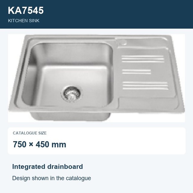 JOMOLA Punching Stainless Steel Sink 750x450mm Integrated Drainboard