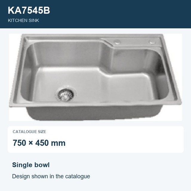 JOMOLA Punching Stainless Steel Sink Single Bowl 750x450mm | Kitchen Sink