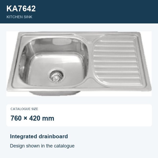 JOMOLA Punching Stainless Steel Sink 760x420mm Integrated Drainboard