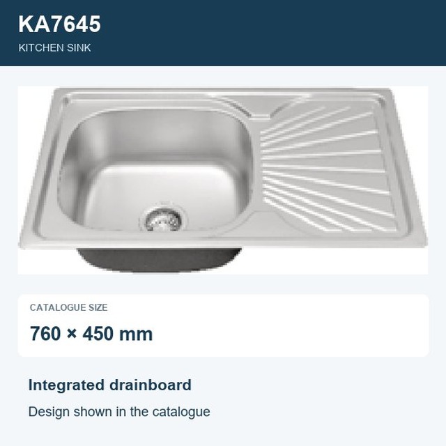 JOMOLA Punching Stainless Steel Sink 760x450mm Integrated Drainboard