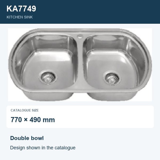 JOMOLA Double Bowl Punching Stainless Steel Sink 770x490mm | Kitchen Sink