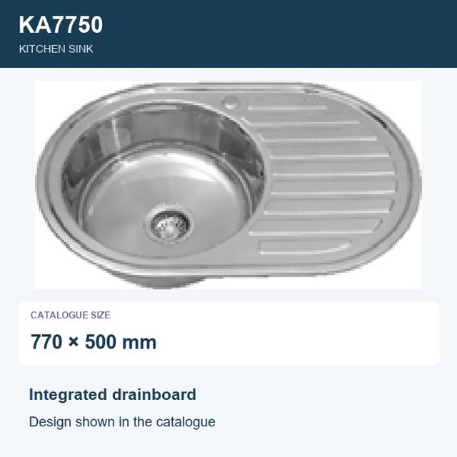 JOMOLA Punching Stainless Steel Sink 770x500mm Integrated Drainboard