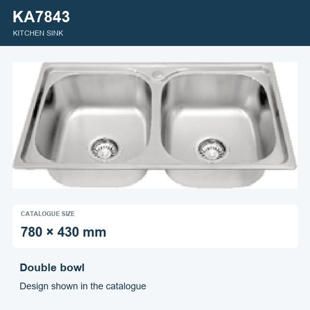 JOMOLA Double Bowl Punching Stainless Steel Sink 780x430mm | Kitchen Sink