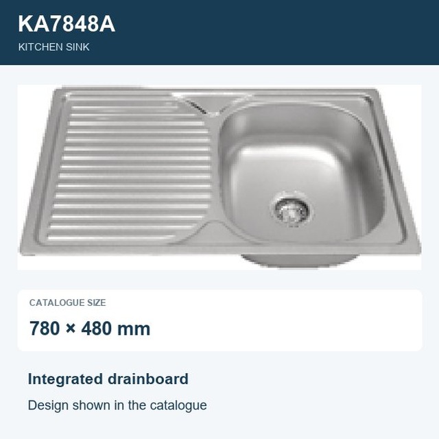 JOMOLA Punching Stainless Steel Sink 780x480mm Integrated Drainboard