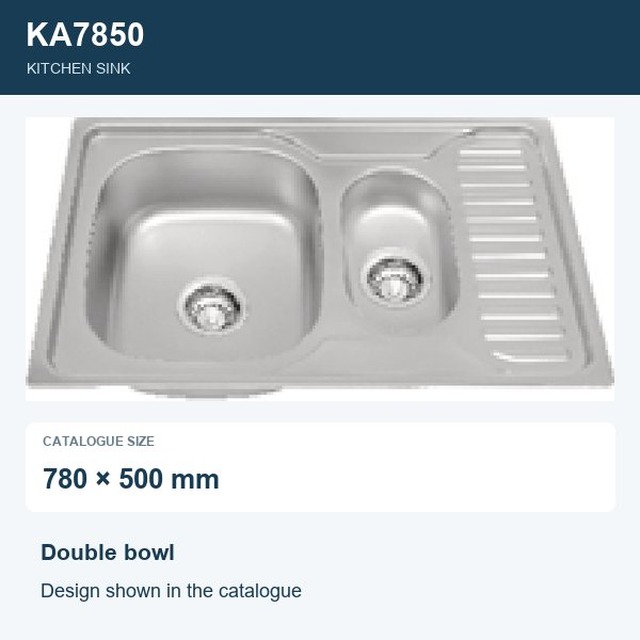JOMOLA Double Bowl Punching Stainless Steel Sink 780x500mm | Kitchen Sink