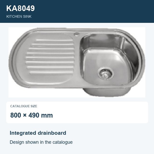 JOMOLA Punching Stainless Steel Sink 800x490mm Integrated Drainboard