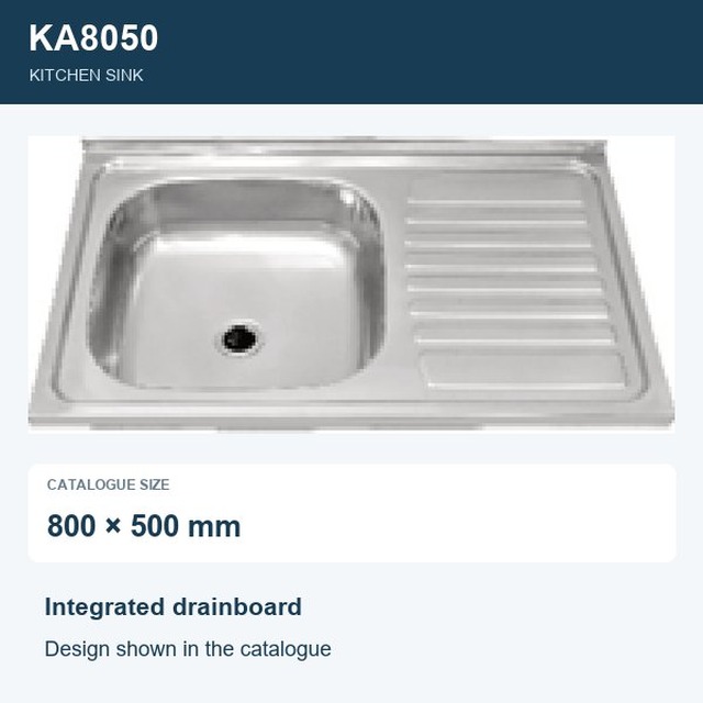 JOMOLA Punching Stainless Steel Sink 800x500mm Integrated Drainboard