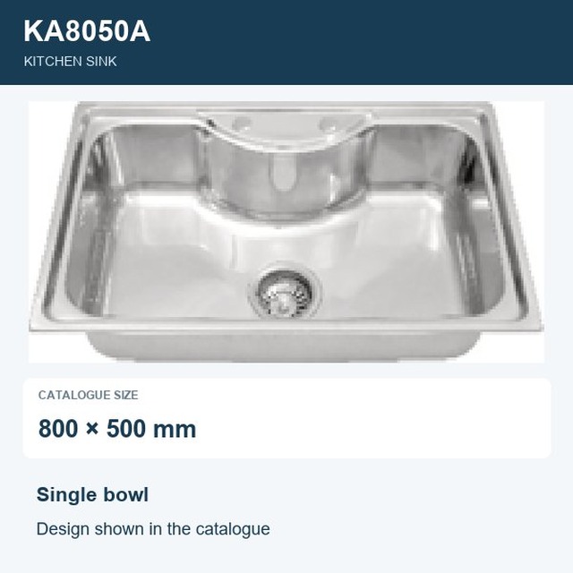 JOMOLA Punching Stainless Steel Sink Single Bowl 800x500mm | Kitchen Sink