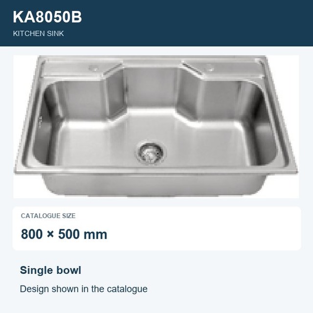 JOMOLA Punching Stainless Steel Sink Single Bowl 800x500mm | Kitchen Sink