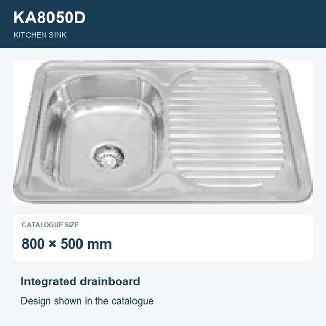 JOMOLA Punching Stainless Steel Sink 800x500mm Integrated Drainboard