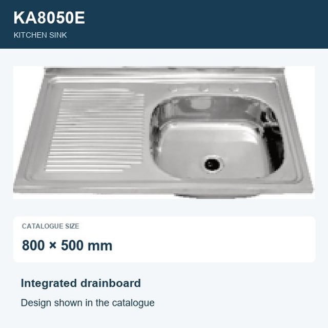 JOMOLA Punching Stainless Steel Sink 800x500mm Integrated Drainboard