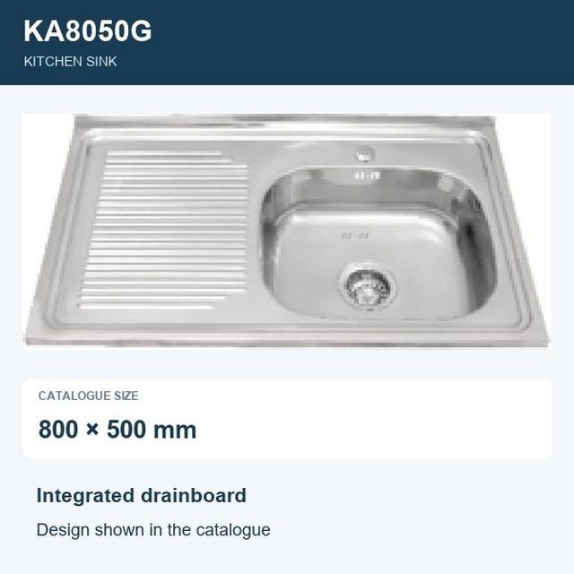 JOMOLA Punching Stainless Steel Sink Integrated Drainboard 800x500mm