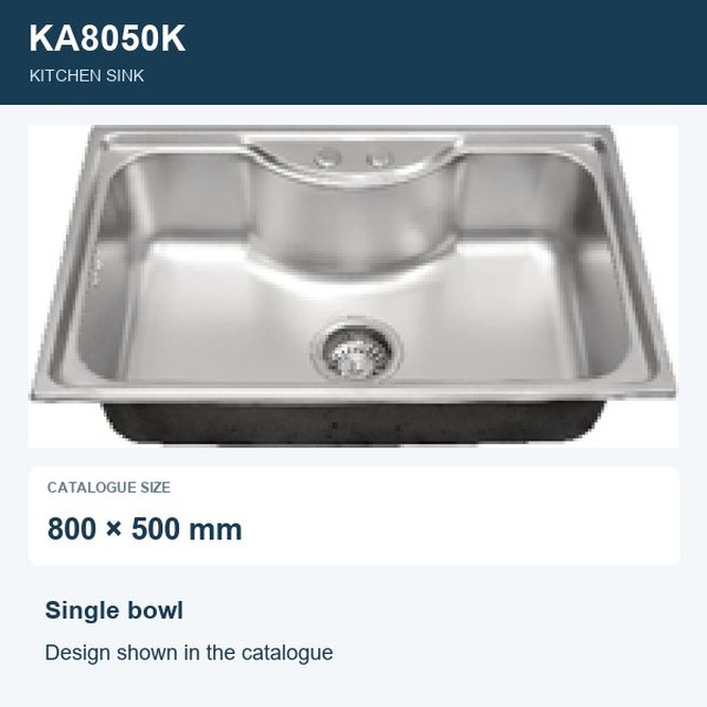 JOMOLA Punching Stainless Steel Sink Single Bowl 800x500mm | Kitchen Sink