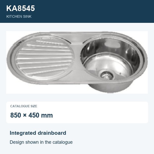 JOMOLA Punching Stainless Steel Sink 850x450mm Integrated Drainboard