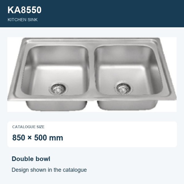 JOMOLA Double Bowl Punching Stainless Steel Sink 850x500mm | Kitchen Sink