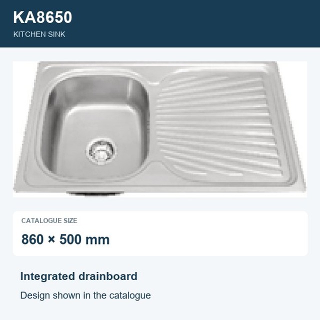 JOMOLA Punching Stainless Steel Sink 860x500mm Integrated Drainboard