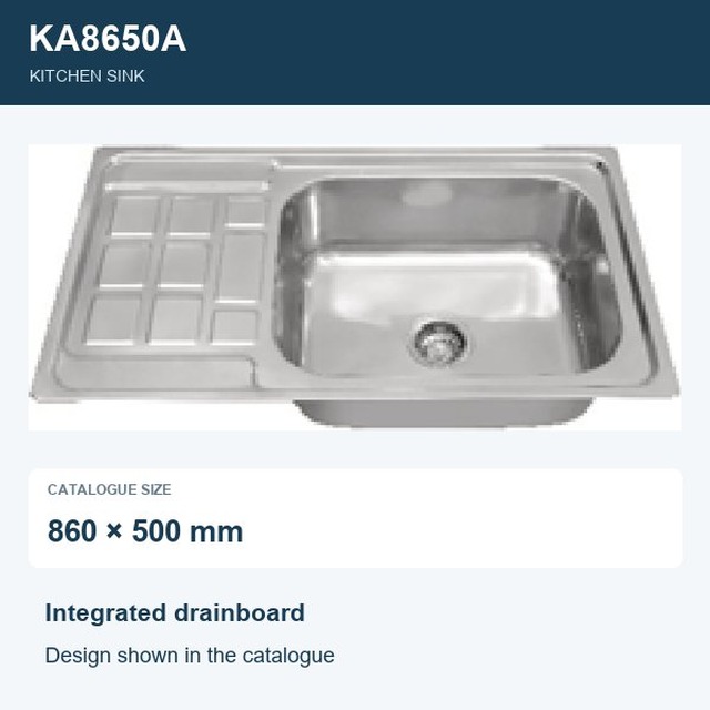 JOMOLA Punching Stainless Steel Sink 860x500mm Single Bowl