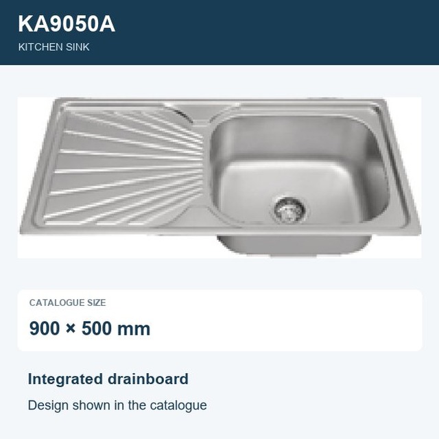 JOMOLA Punching Stainless Steel Sink 900x500mm Integrated Drainboard