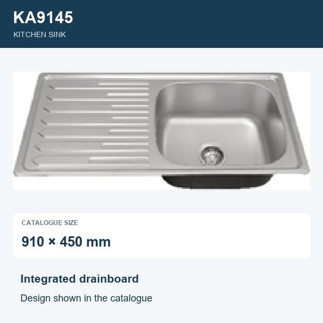 JOMOLA Punching Stainless Steel Sink 910x450mm Integrated Drainboard