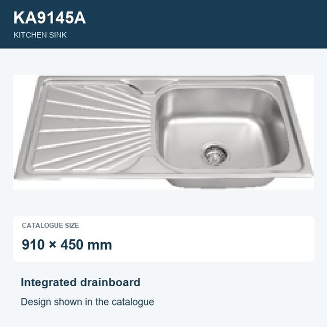 JOMOLA Punching Stainless Steel Sink 910 × 450 mm Integrated Drainboard