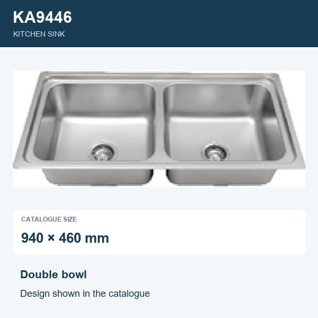 JOMOLA Double Bowl Punching Stainless Steel Sink 940x460mm | Kitchen Sink